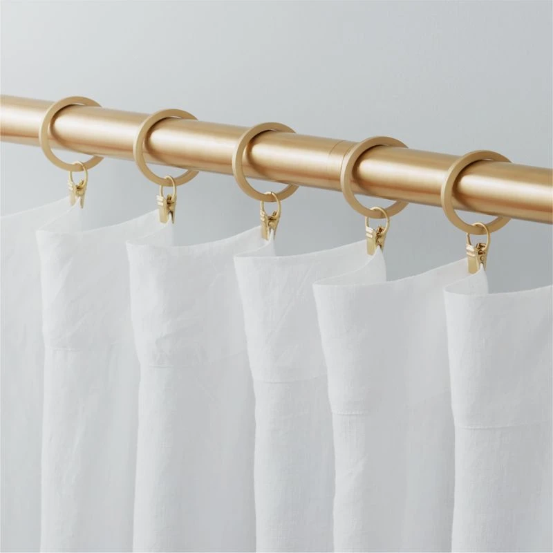 Brushed Brass Curtain Rings With Clips Set Of 9 4 Brushed Brass Curtain Rings With Clips Set Of 9 - Image 2