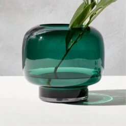 Coco Round Forest Green Glass Hurricane Candle Holder Small 15 Coco Round Forest Green Glass Hurricane Candle Holder Small -Nesto Store CocoFrstGrnSmlGlsHrrcnAV2SHS22