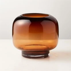 Coco Round Smoked Amber Glass Hurricane Candle Holder Small