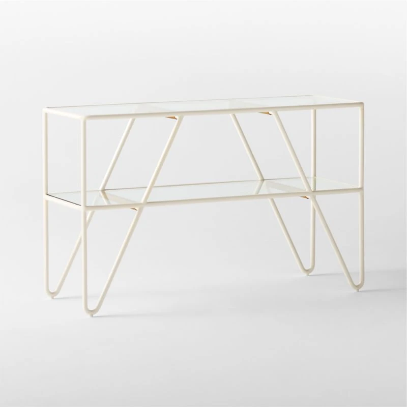 Colombe Ivory Metal Outdoor Console Table With Glass Top 7 Colombe Ivory Metal Outdoor Console Table With Glass Top - Image 5