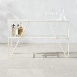 Colombe Ivory Metal Outdoor Console Table With Glass Top 11 Colombe Ivory Metal Outdoor Console Table With Glass Top -Nesto Store ColombeBlancBarConsoleAVSHS23