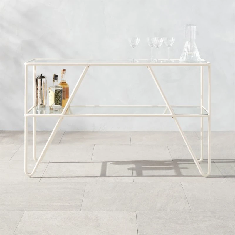 Colombe Ivory Metal Outdoor Console Table With Glass Top 5 Colombe Ivory Metal Outdoor Console Table With Glass Top - Image 3