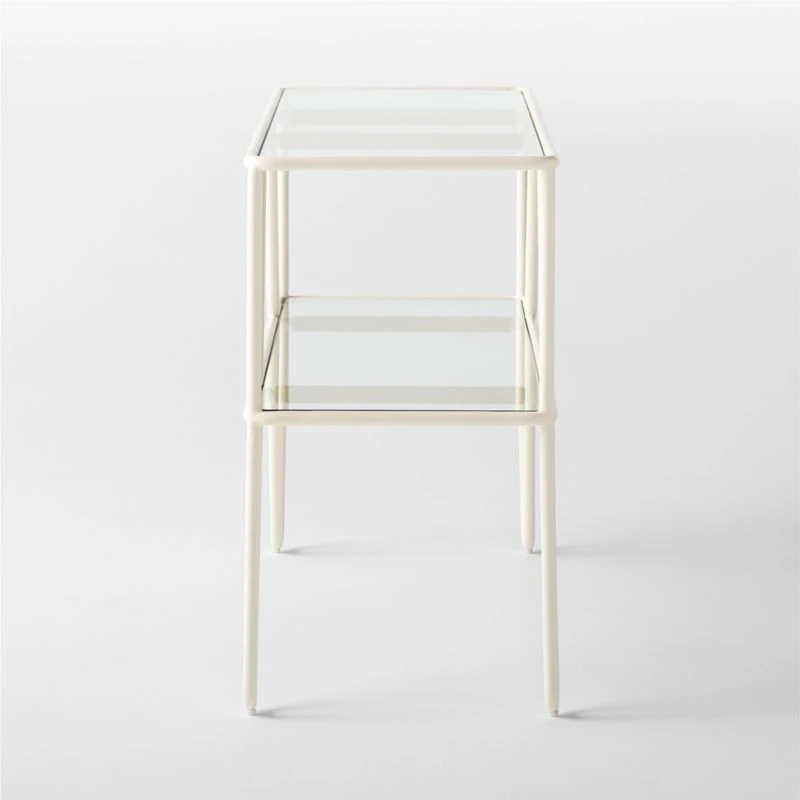 Colombe Ivory Metal Outdoor Console Table With Glass Top 8 Colombe Ivory Metal Outdoor Console Table With Glass Top - Image 6