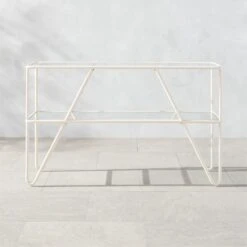 Colombe Ivory Metal Outdoor Console Table With Glass Top