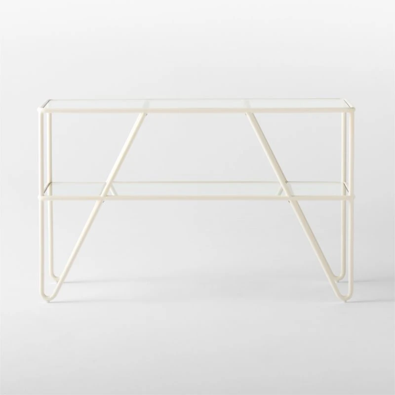 Colombe Ivory Metal Outdoor Console Table With Glass Top 6 Colombe Ivory Metal Outdoor Console Table With Glass Top - Image 4