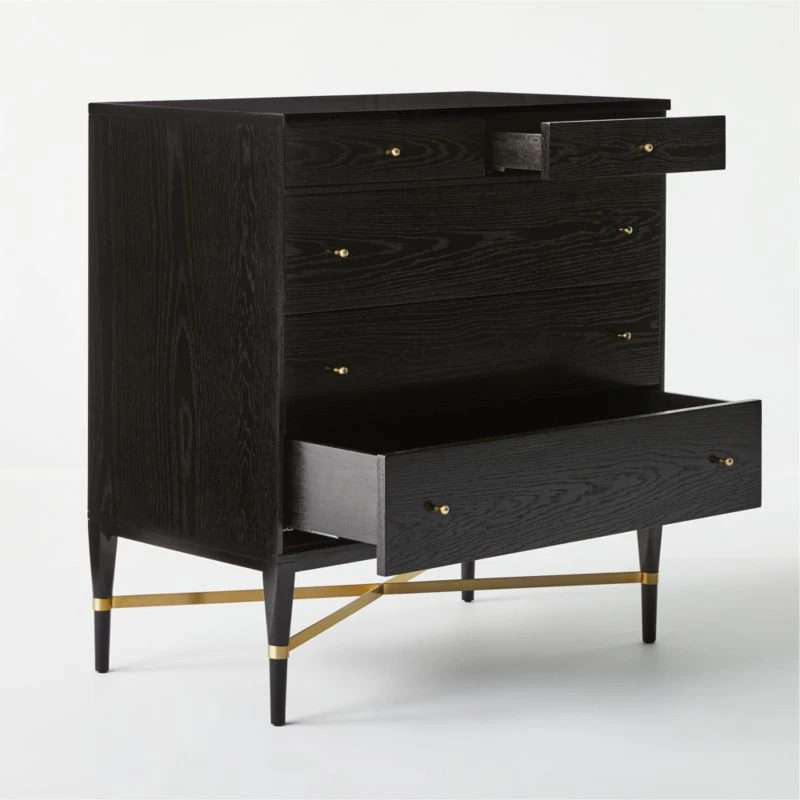 Connoisseur 5-Drawer Black Oak Wood Dresser Model 1003 7 Connoisseur 5-Drawer Black Oak Wood Dresser Model 1003 - Image 5