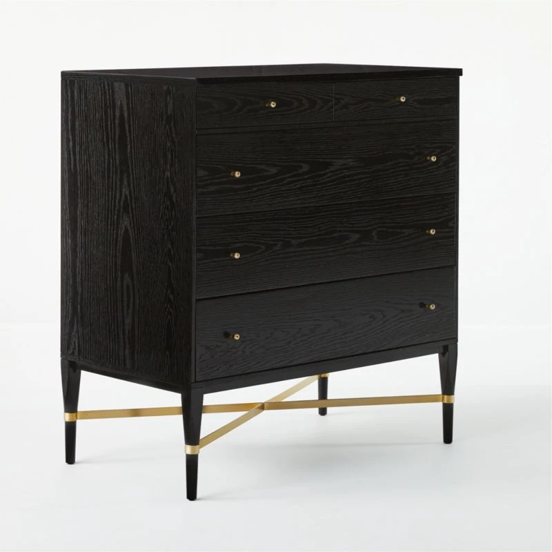 Connoisseur 5-Drawer Black Oak Wood Dresser Model 1003 6 Connoisseur 5-Drawer Black Oak Wood Dresser Model 1003 - Image 4