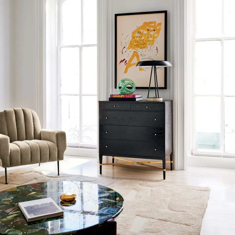 Connoisseur 5-Drawer Black Oak Wood Dresser Model 1003 4 Connoisseur 5-Drawer Black Oak Wood Dresser Model 1003 - Image 2