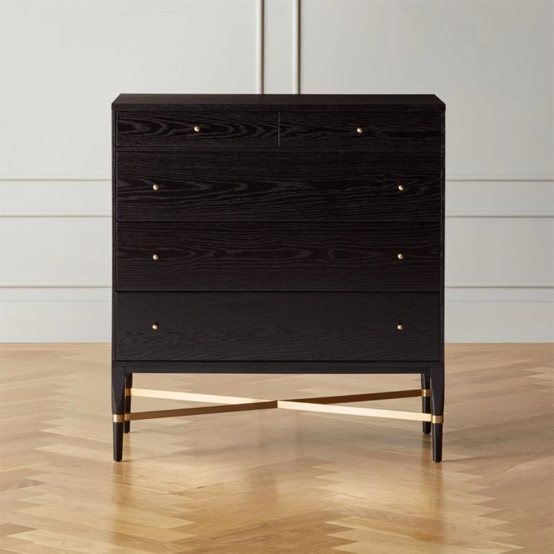 Connoisseur 5-Drawer Black Oak Wood Dresser Model 1003 3 Connoisseur 5-Drawer Black Oak Wood Dresser Model 1003