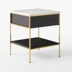 Connoisseur 2-Drawer Black Oak Wood Nightstand With Marble Top Model 8714 -Nesto Store ConnoisseurNightstand3QBSSS21