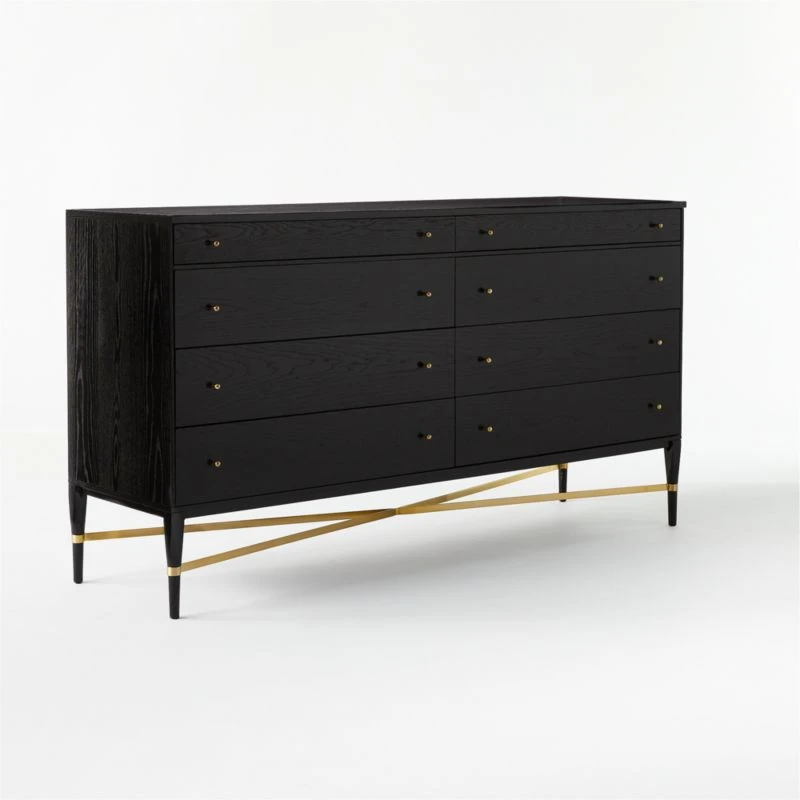 Connoisseur 8-Drawer Black Oak Wood Dresser Model 1006 6 Connoisseur 8-Drawer Black Oak Wood Dresser Model 1006 - Image 4