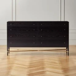 Connoisseur 8-Drawer Black Oak Wood Dresser Model 1006