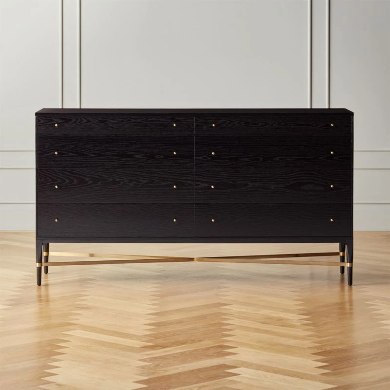 Connoisseur 8-Drawer Black Oak Wood Dresser Model 1006 3 Connoisseur 8-Drawer Black Oak Wood Dresser Model 1006