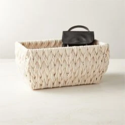 Conway Rectangular White Cotton Storage Basket Small -Nesto Store ConwayBasketWhiteAVSHS22