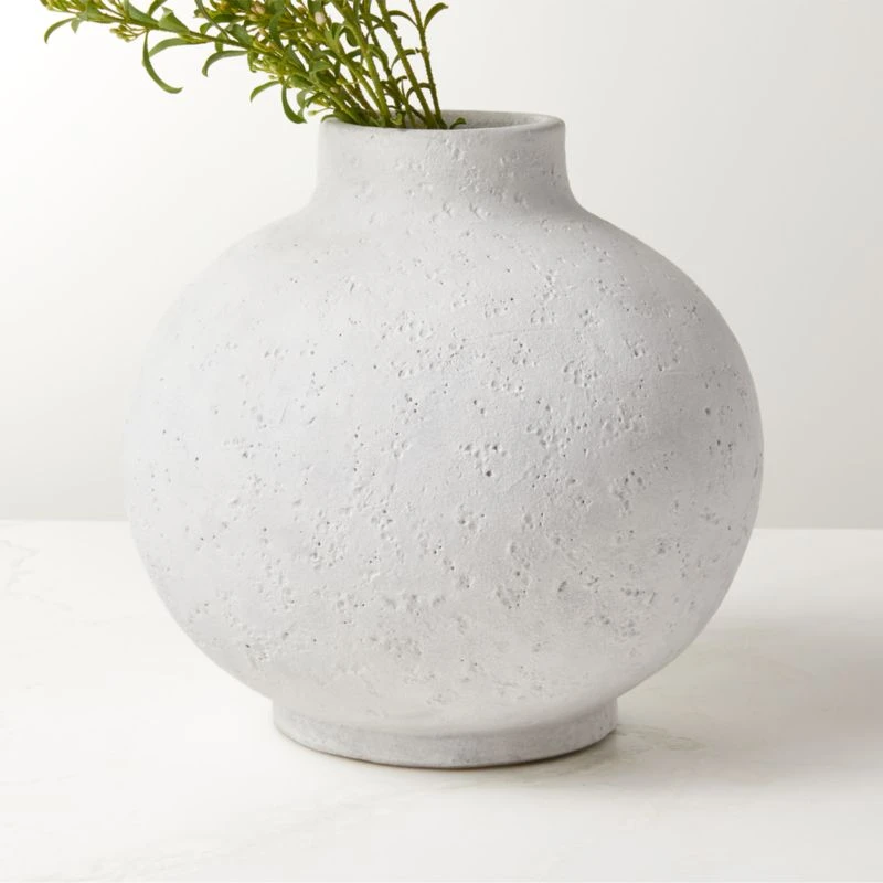 Coralie Round White Terracotta Vase 4 Coralie Round White Terracotta Vase - Image 2
