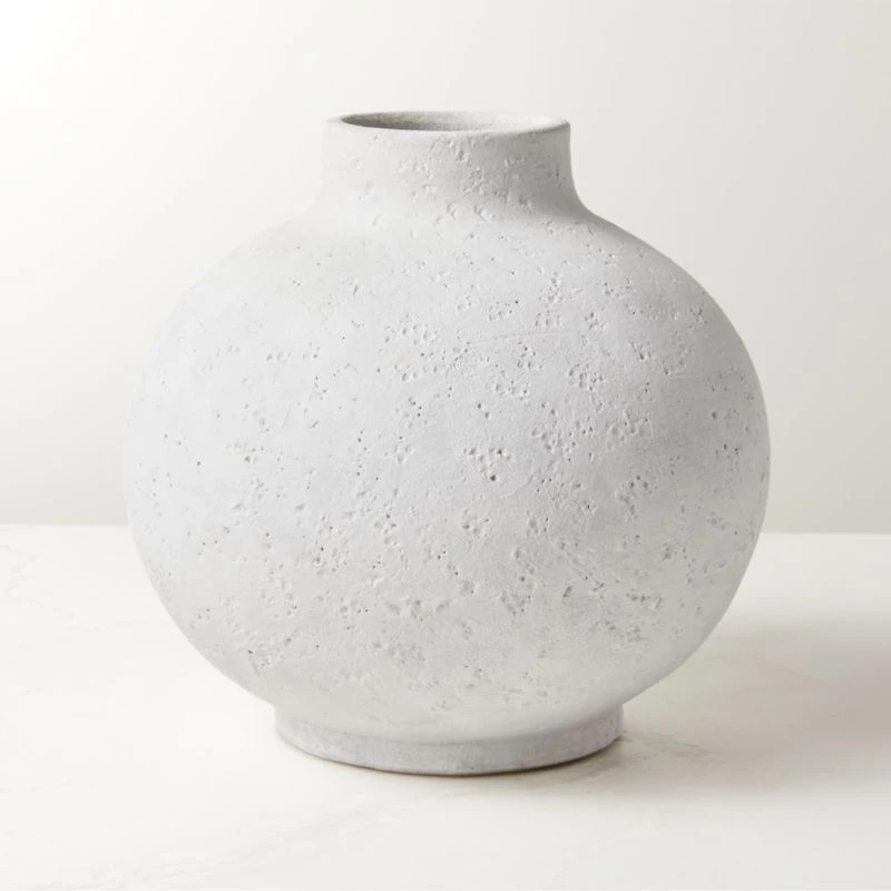 Coralie Round White Terracotta Vase 3 Coralie Round White Terracotta Vase
