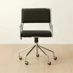 Court Black Vegan Leather Office Chair