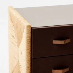 Crillo 2-Drawer Brown Nightstand With Mirror Top -Nesto Store CrilloNatNightstandAVSSF21