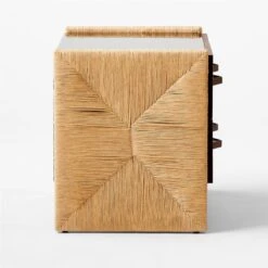 Crillo 2-Drawer Brown Nightstand With Mirror Top -Nesto Store CrilloNatNightstandSDSSF21