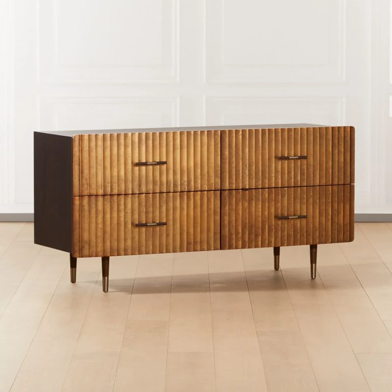 Crimped 4-Drawer Gold Leaf Dresser 4 Crimped 4-Drawer Gold Leaf Dresser - Image 2