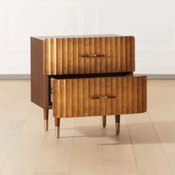 Crimped 2-Drawer Gold Leaf Nightstand 12 Crimped 2-Drawer Gold Leaf Nightstand -Nesto Store CrimpedGldLeafNightstandAV2SHF20 1x1