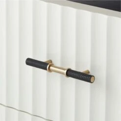 Crimped 2-Drawer Black And White Oak Wood Nightstand -Nesto Store CrimpedWhiteNightstandAVSSF21