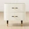 Crimped 2-Drawer Black And White Oak Wood Nightstand -Nesto Store CrimpedWhiteNightstandSHF21