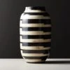 Cristo Black And White Striped Vase -Nesto Store CristoBlackNWhiteVaseSHF19