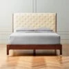 Crosby Tufted White Velvet And Wood Queen Bed 1 Crosby Tufted White Velvet And Wood Queen Bed -Nesto Store CrosbyTuftedQueenBedSHF21