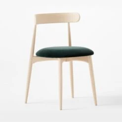 Crown Blue/Green Velvet And Wood Dining Chair -Nesto Store CrownWoodNVelvetChair3QSSF22