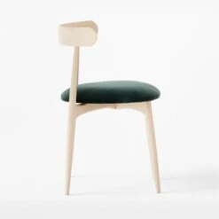 Crown Blue/Green Velvet And Wood Dining Chair -Nesto Store CrownWoodNVelvetChairSDSSF22