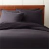 Organic Cotton Percale 400 Thread Count Black Duvet Cover And Shams -Nesto Store CttnPrcl400TCBlkFQDuvetSHF21