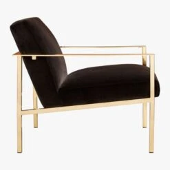Cue Carbon Black Velvet Chair -Nesto Store CueChairBrasSDkGreySDF16