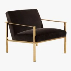 Cue Carbon Black Velvet Chair -Nesto Store CueChairBrassDkGrey3QF16