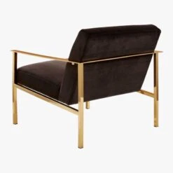 Cue Carbon Black Velvet Chair -Nesto Store CueChairBrassDkGreyAVF16