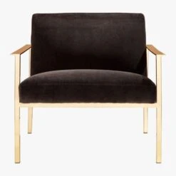 Cue Carbon Black Velvet Chair -Nesto Store CueChairBrassDkGreyF16