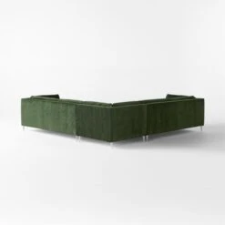 Decker 3-Piece L-Shaped Green Performance Velvet Sectional Sofa -Nesto Store Decker3PcGreenSectSofa3QBSSF23