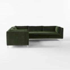 Decker 3-Piece L-Shaped Green Performance Velvet Sectional Sofa -Nesto Store Decker3PcGreenSectSofaSDSSF23