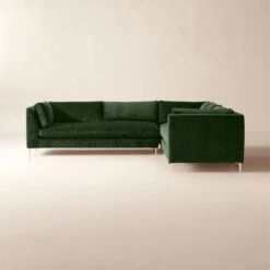 Decker 3-Piece L-Shaped Green Performance Velvet Sectional Sofa