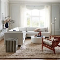 White Cotton Basketweave Window Curtain Panel 48"x84" -Nesto Store Decker3PieceSnowSectionalFB21 1x1 2