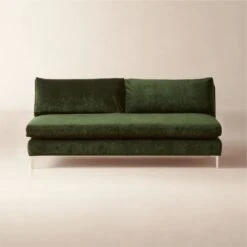 Decker Green Performance Velvet Armless Loveseat