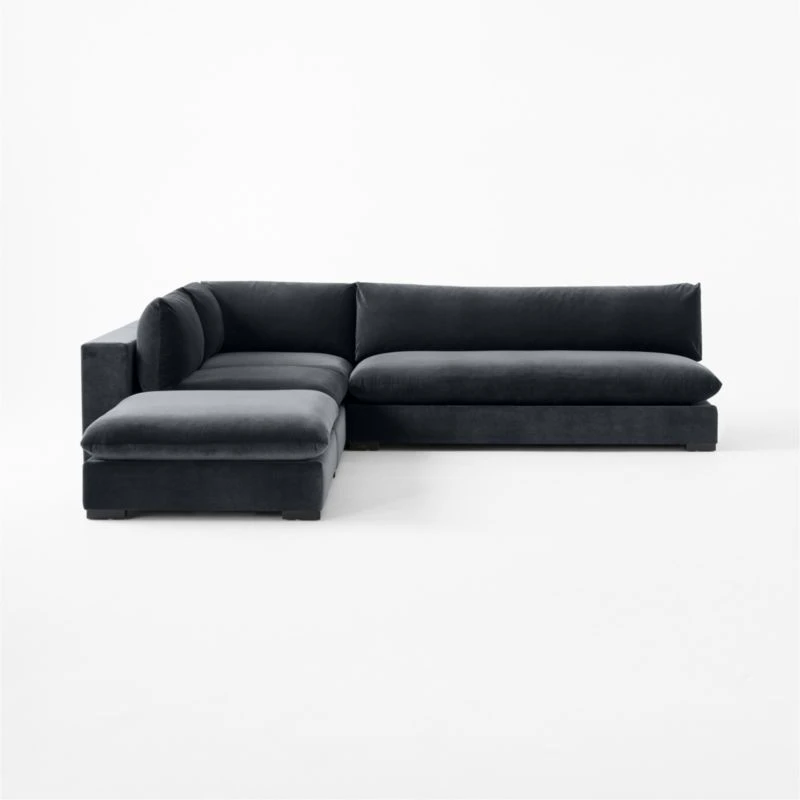 Deseo 4-Piece Modular Charcoal Grey Performance Velvet Sectional Sofa With Loveseat 6 Deseo 4-Piece Modular Charcoal Grey Performance Velvet Sectional Sofa With Loveseat - Image 4