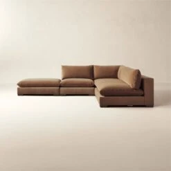 Deseo 4-Piece Modular Copper Brown Performance Velvet Sectional Sofa With Loveseat