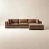 Deseo 4-Piece Modular Copper Brown Performance Velvet Sectional Sofa -Nesto Store Deseo4PcCpprSectSofaSHF23