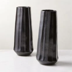 Desi Ribbed Black Vase Tall -Nesto Store DesiBlkRctvVaseAV2SHS23