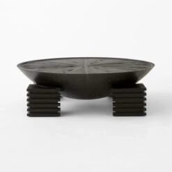 Dome Round Ebonized Oak Wood Coffee Table -Nesto Store DomeBlkOakCoffeeTableSOSSF23