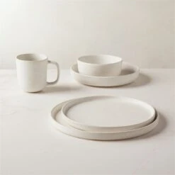 Drift White Serving Bowl With Reactive Glaze -Nesto Store DriftRctIvoryDnnrwrGrpFHS22