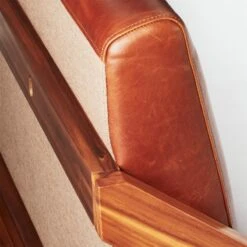 Drommen Acacia Wood Platform Queen Bed With Leather Headboard -Nesto Store DrommenBedFullLthrAVS18