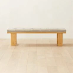El Molino Oak Dining Bench With Suede Cushion