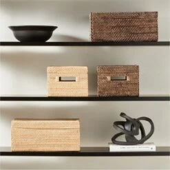 Emme Rectangular Handwoven Natural Rattan Storage Basket -Nesto Store EmmeBoxCollectionFHF22 1